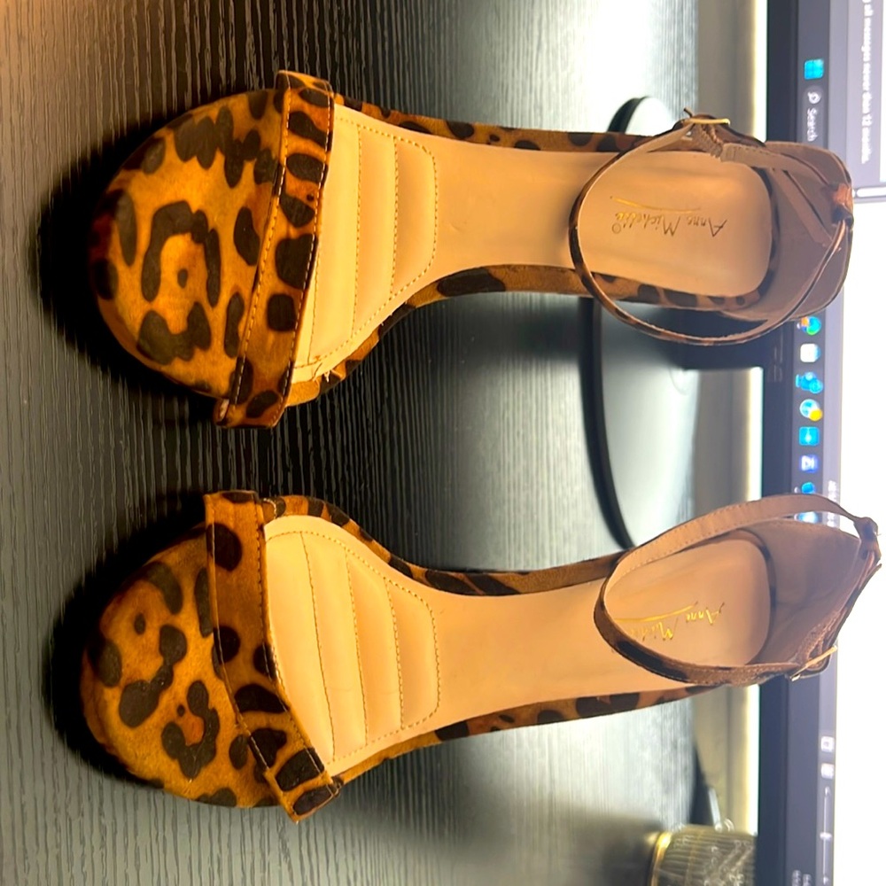 Leopard ankle strap heels
